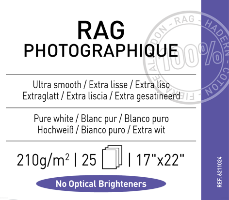 Rag Photographique 210 gsm - 17" x 22"