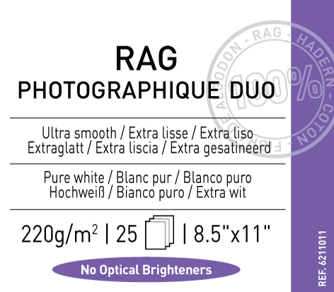 Rag  Photographique Duo  220 gsm - 8.5" x 11"